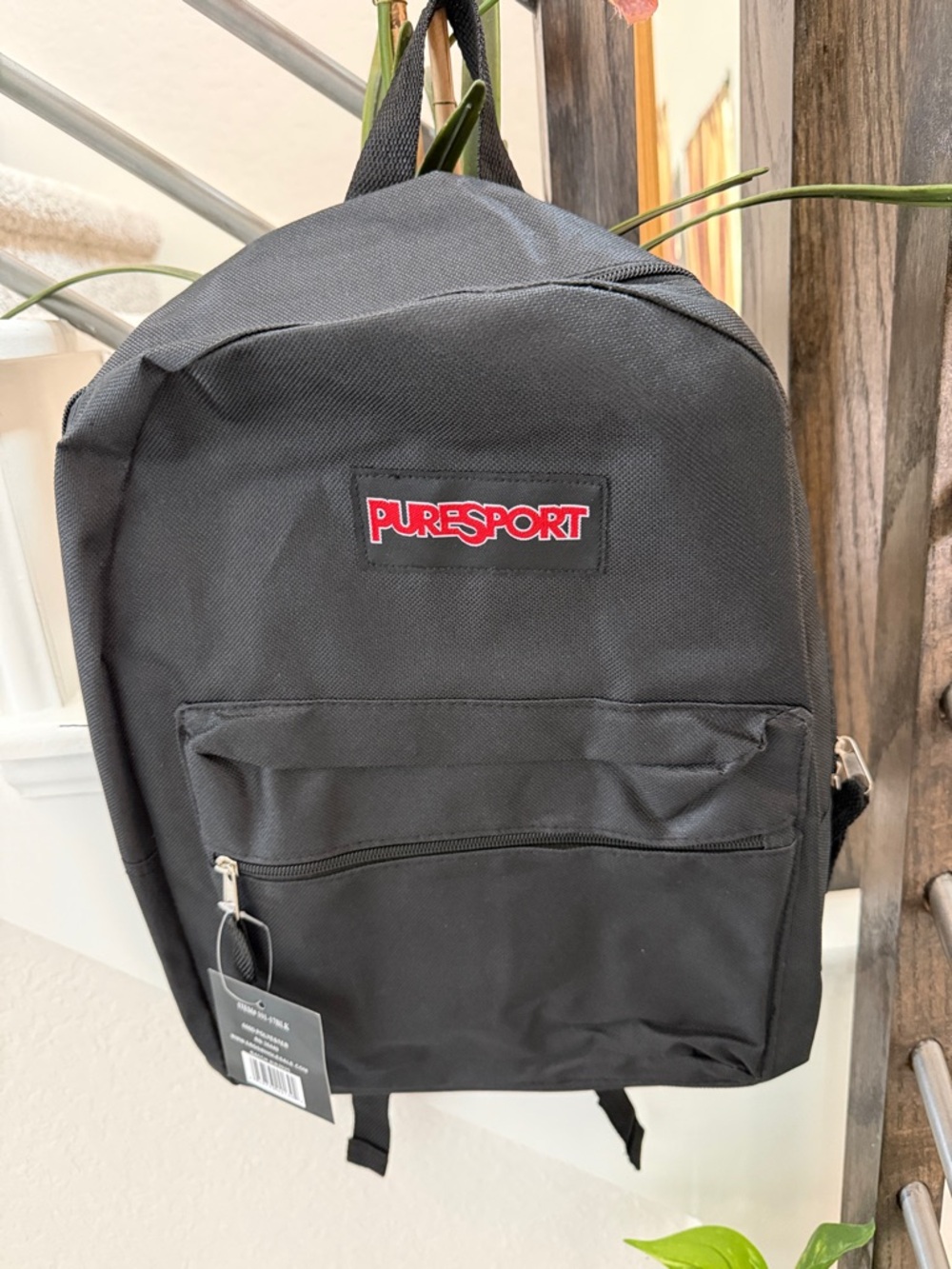 Black Men's Backpack with Front Zip Pocket